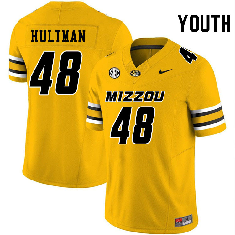 Youth #48 Brady Hultman Missouri Tigers College Football Jerseys Stitched-Gold